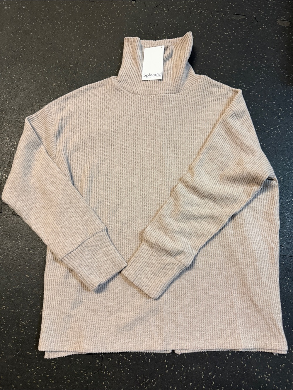 Splendid Men's Beige Turtleneck Ribbed Sweater